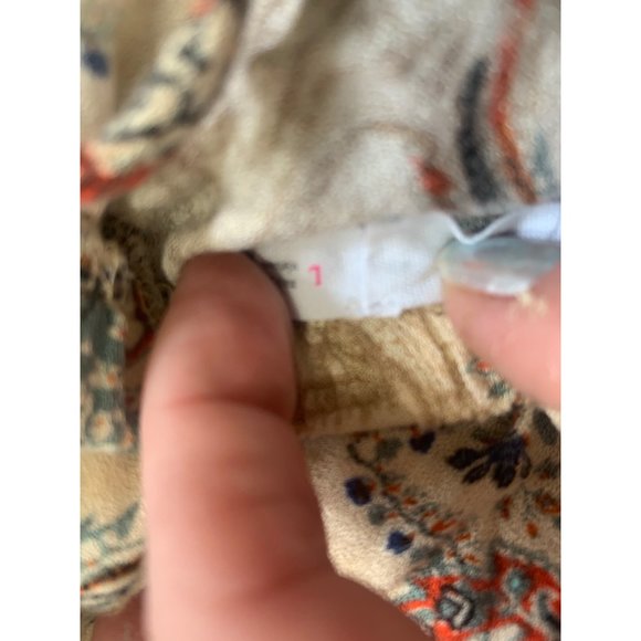 Lush Beige Paisley Print Size Large Off Shoulder Romper - Picture 8 of 9